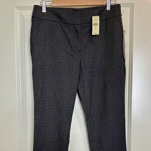 NWT Loft Marisa Skinny Pants Women's Size 8P Black Gray Polka Dot Career Office